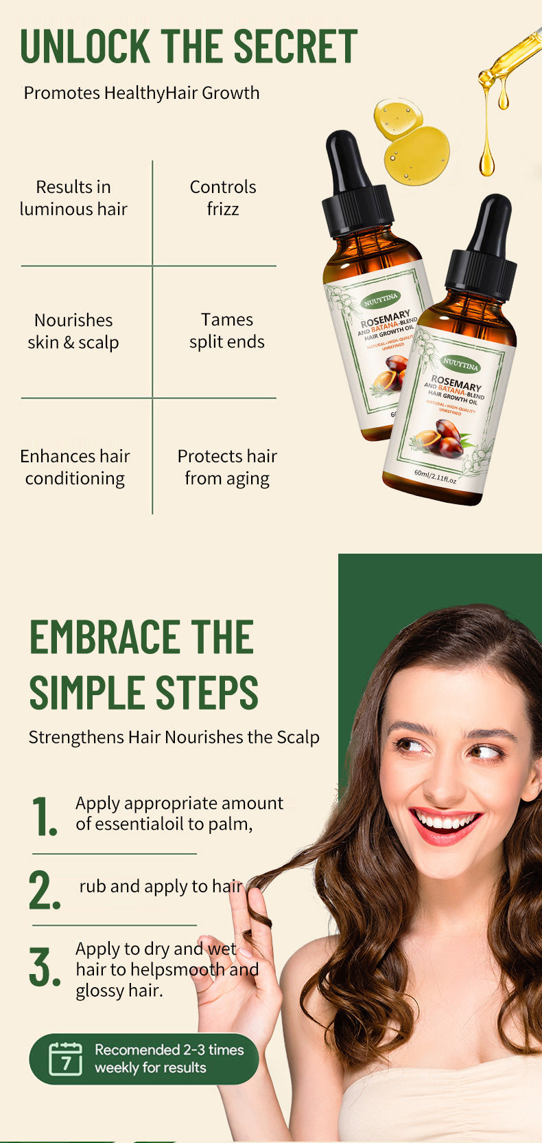 Brown Oil Fruit Soft Nourishing Hair Hair Care Essential Oil