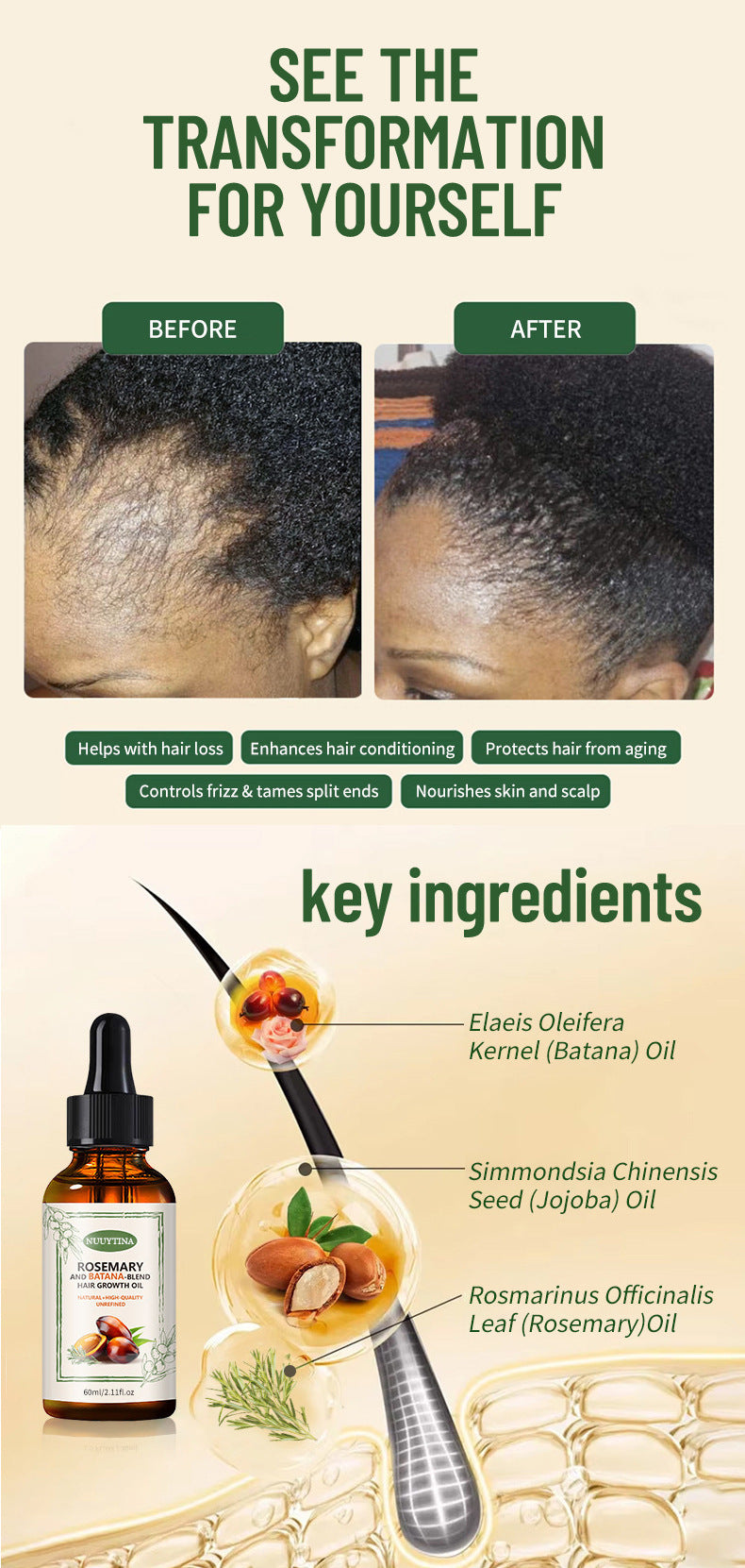 Brown Oil Fruit Soft Nourishing Hair Hair Care Essential Oil